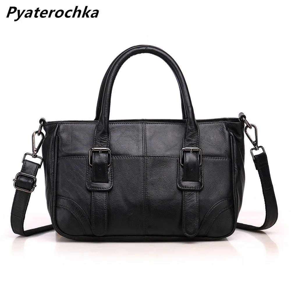 

Pyaterochka Briefcase Handbag Women Real Cow Leather Crossbody Top Handle Fashion Business Thread Shoulder Bags Luxury