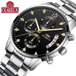 OLMECA известный бренд мужские часы Роскошные мужские модные часы из нержавеющей стали военные кварцевые наручные часы Saat Relogio Masculino