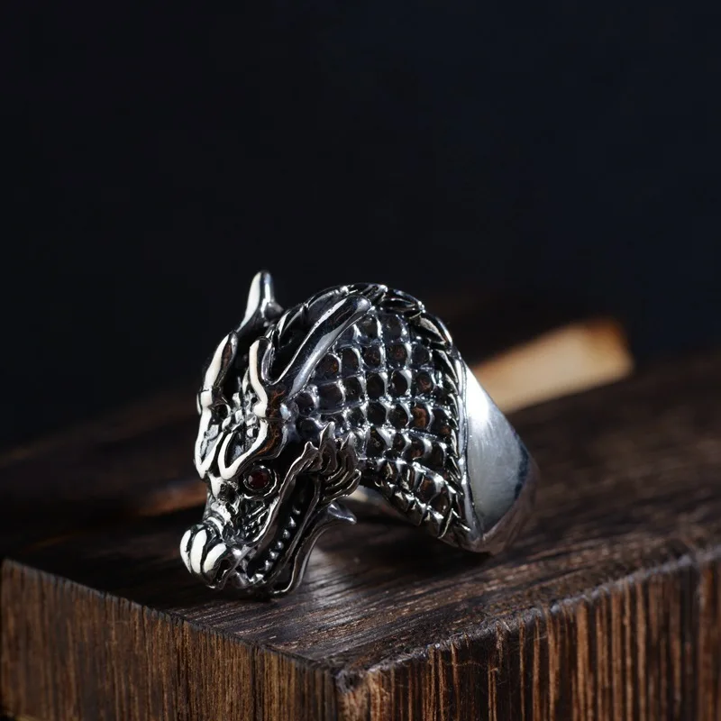 

2019 New Real Anel Feminino Ancient Ways Is Technology Male Model Of Three-dimensional Dragon Totem Opening Ring Thai Wholesale