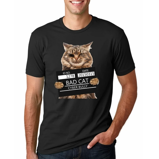 Men's Bad Cat Dept Print T Shirt Cool Cat t shirt men summer White T ...