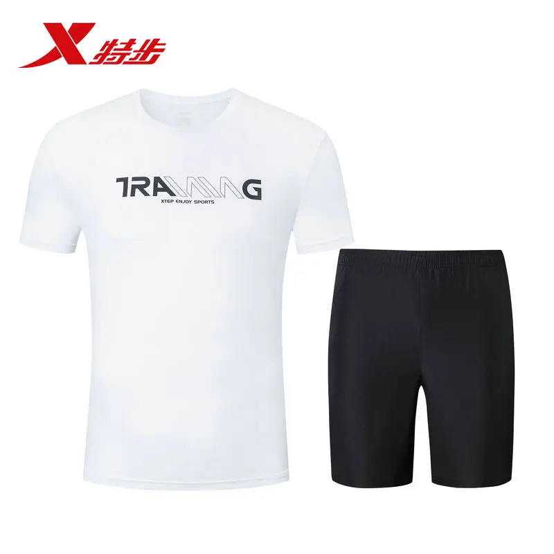 881229959292 Xtep men's sportswear set 2019 summer new quick-drying 2 piece set five pants short-sleeved running T-shirt