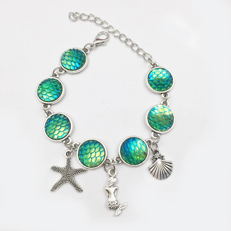 

1pieces Summer Beach Style Mermaid Pendant bracelet Holographic shimmery mermaid jewelry Birthday Gifts 7 Colors availab