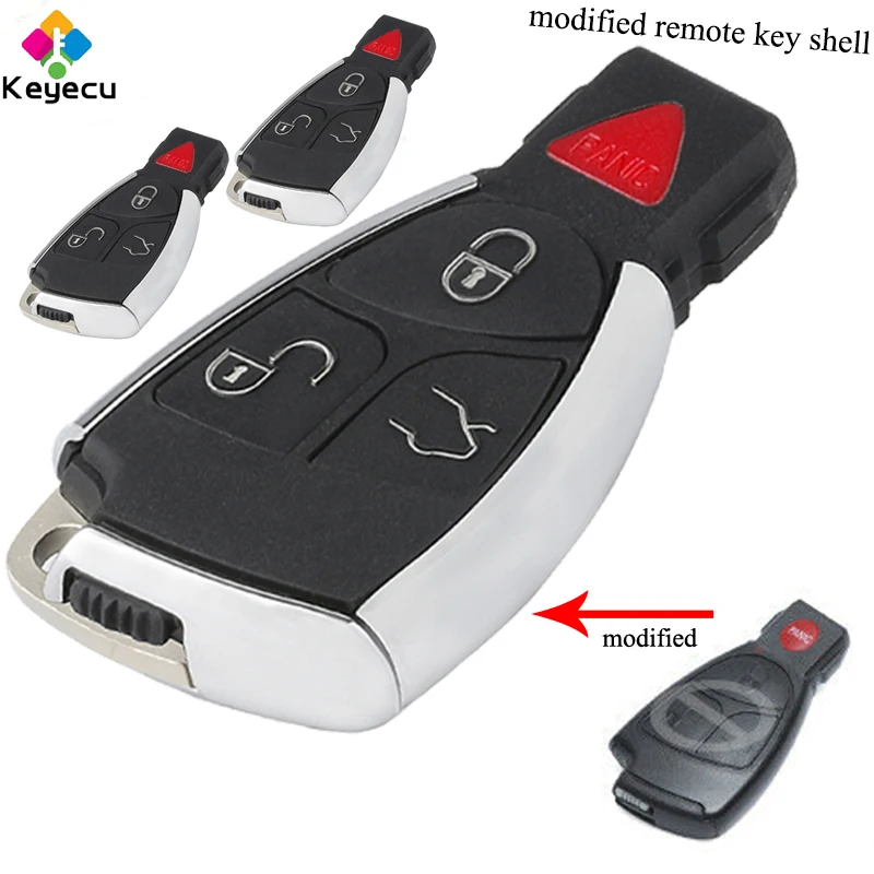 KEYECU 3PCS/Lot Modified Smart Keyless Remote Control Car Key Shell Cover With 3 1/ 4 Buttons- FOB for Mercedes-Benz CLS C E S