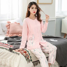 Pregnant women pajamas women nursing pyjama long sleeve nightgown female maternity pijamas cotton Autumn sleepwear suit Pregnant women pajamas women nursing pyjama long sleeve nightgown female maternity pijamas cotton Autumn sleepwear suit