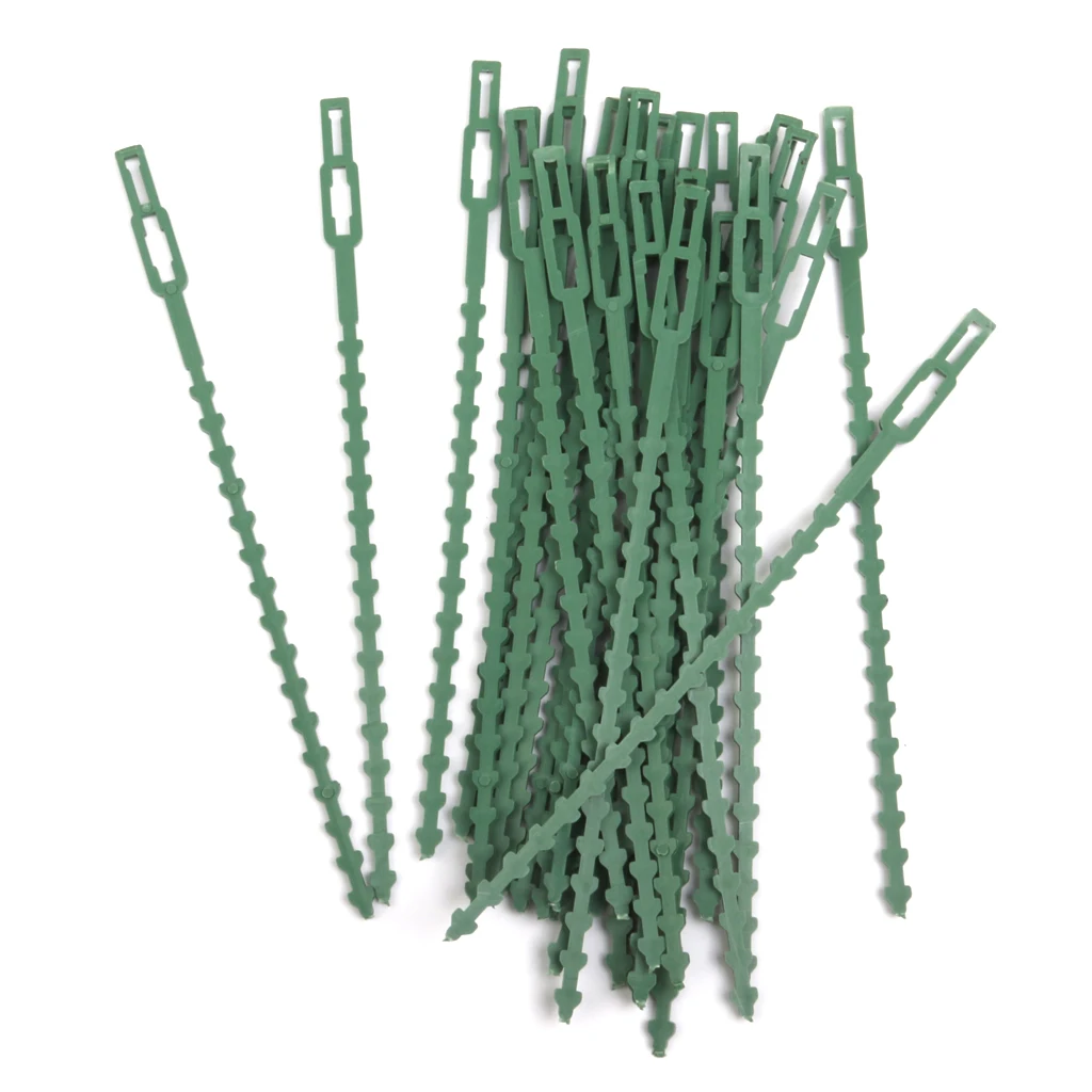 30pcs Green Garden Cable Ties Plastic Gardening Clips Climbers Twists Strips