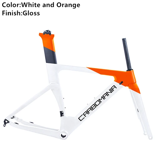 Дороги углерода рамка дисковый тормоз 700c углерода диск велосипеда Di2 механические дорожные велогонки раме велосипеда комплект через мост 12 мм - Цвет: White and Orange Gls