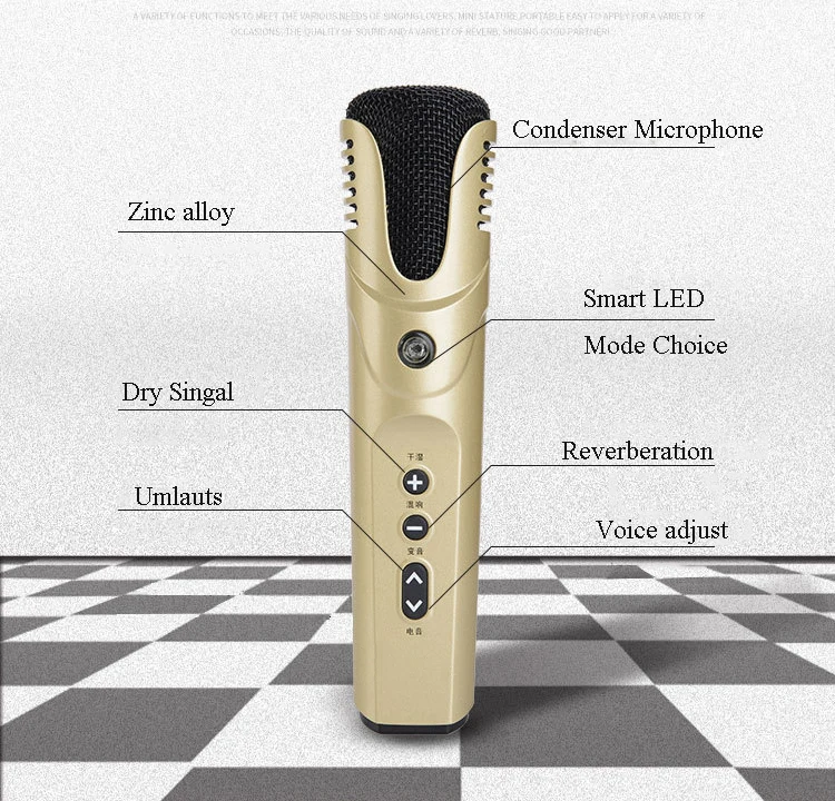 HF AUX проводной автомобильный Радио микрофон профессиональный для студий с живым звуком микрофона со звуковой картой KTV Mikrofon для IOS Android