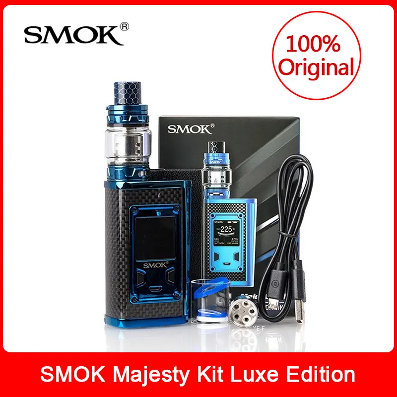 Original SMOK Majesty Kit Luxe Edition Carbon Fiber 225W With V12 Prince Tank 8ml+Q4/T10 Coils For Electronic cigarette Majesty
