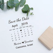 На заказ сохранить дату Свадебная печать, деревянная резиновая печать, печать календаря с сердцем, персонализированная печать приглашения