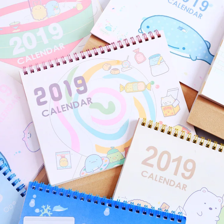 Милый мультфильм Sumikko urashi Whale стоящий 2019 настольный календарь чтобы сделать