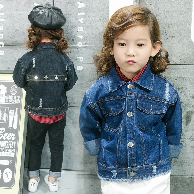 1 8Yrs Baby Boys Girls Hole Denim Jackets Coats New 2017 Fashion Spring