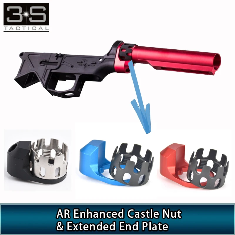 

6 Position Stock Pipe AR Enhanced Castle Nut Extended End Plate for Airsoft AEG M4 Series Hunting M4 Accessories