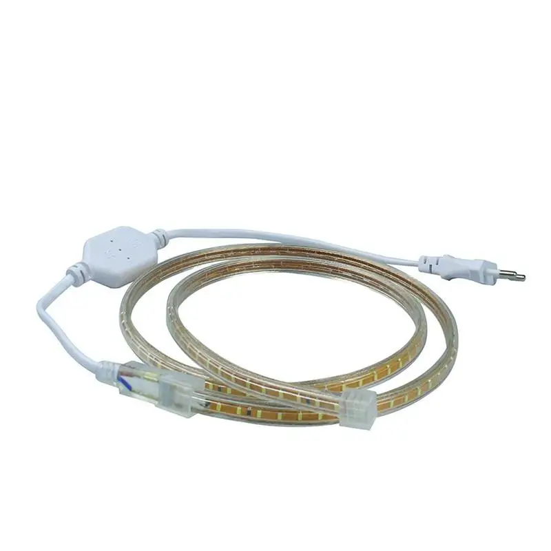 AC 220V 3014 방수 LED 스트립, EU 전원 플러그, IP65 120LED/M 유연한 LED 테이프 리본, 야외 1M 2M 3M 5M 10M 15M 20M 30M
