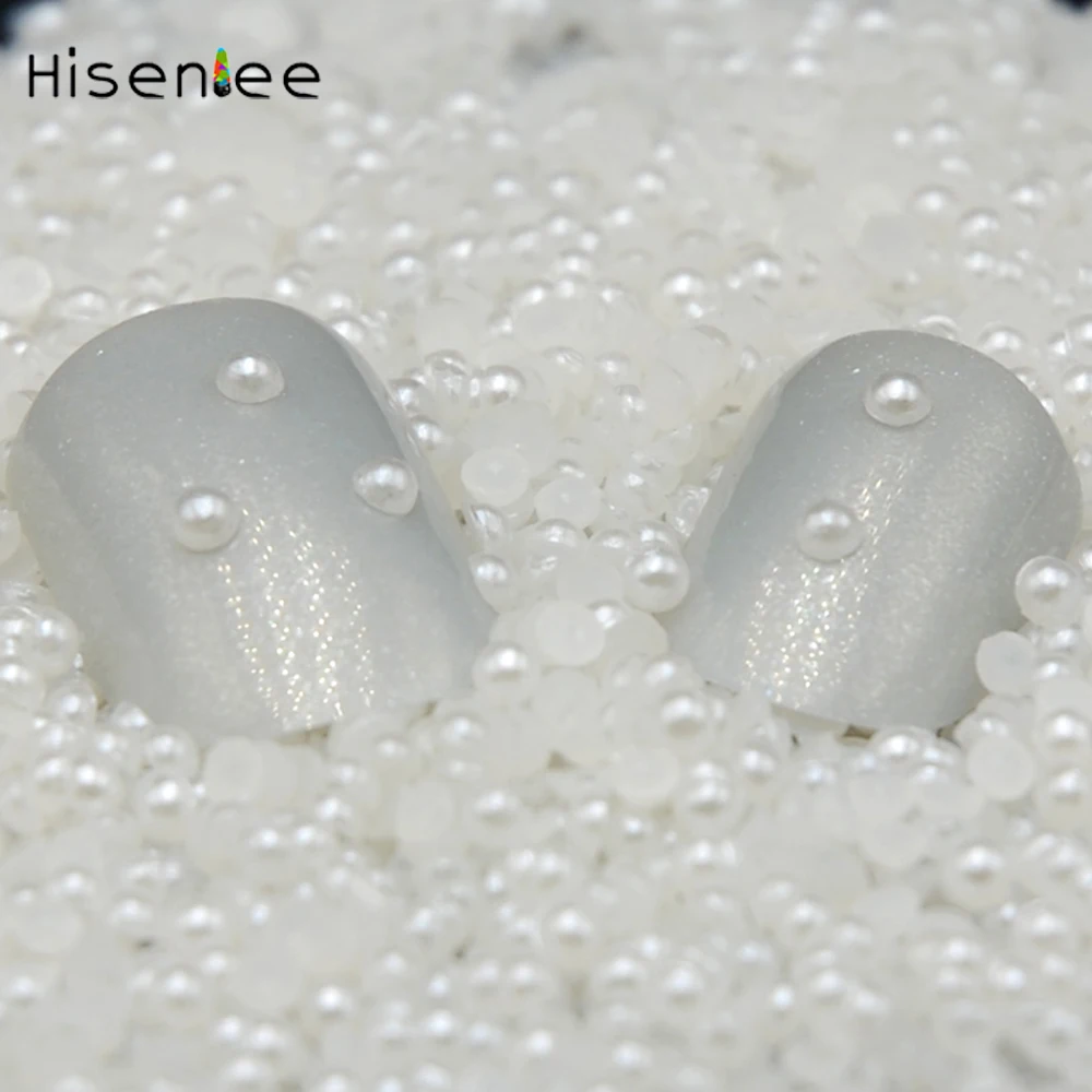 Высокое качество 1,5 мм-6 мм бежевые/белые полукруглые ногти жемчуг 3D Шарм драгоценный камень бусины ногти "сделай сам" Стразы для дизайна ногтей украшения