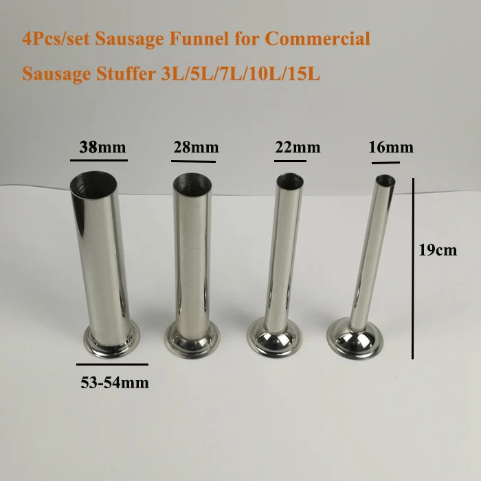 

4Pcs/Set stainless steel Funnels Attachment for Manual Sausage Stuffer 3L/5L/7L/10L/15L