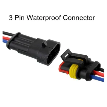 

free shipping 5 Kits Flame waterproof automotive Wire Connector Plug Car Motorcycle auto 3 Pin Way Sealed male and female