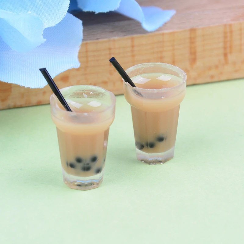 

2Pcs/Lot Tea With Milk Cups Food Drink Beverage Toy Decoration Doll House Miniature Wholesale