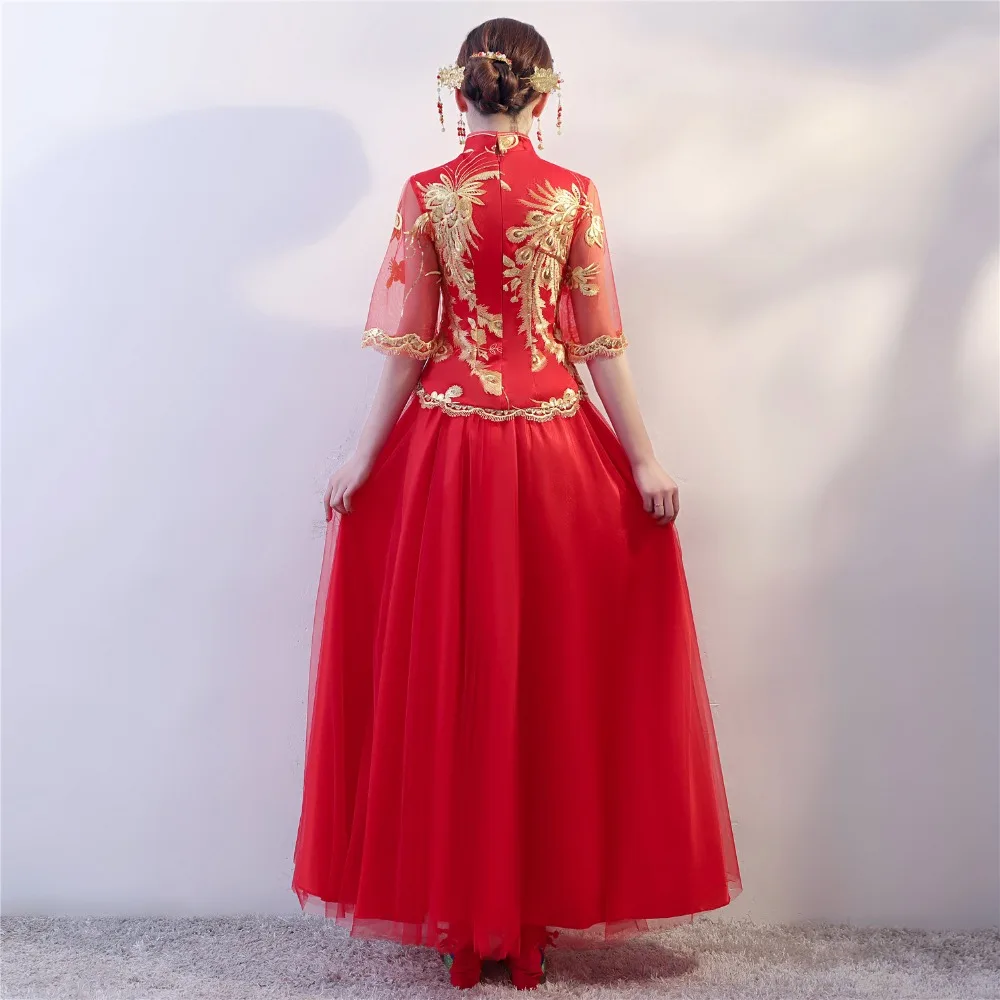 Китайское традиционное свадебное платье cheongsam Xiuhe в национальном стиле Новое