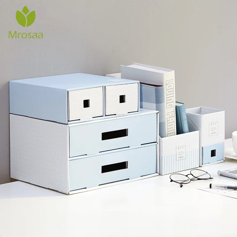

Multifunctional Paper Box Pen Holder House Office Stationery Desk Holder Makeup Cosmetic Large Receive Case Bookend Drawer