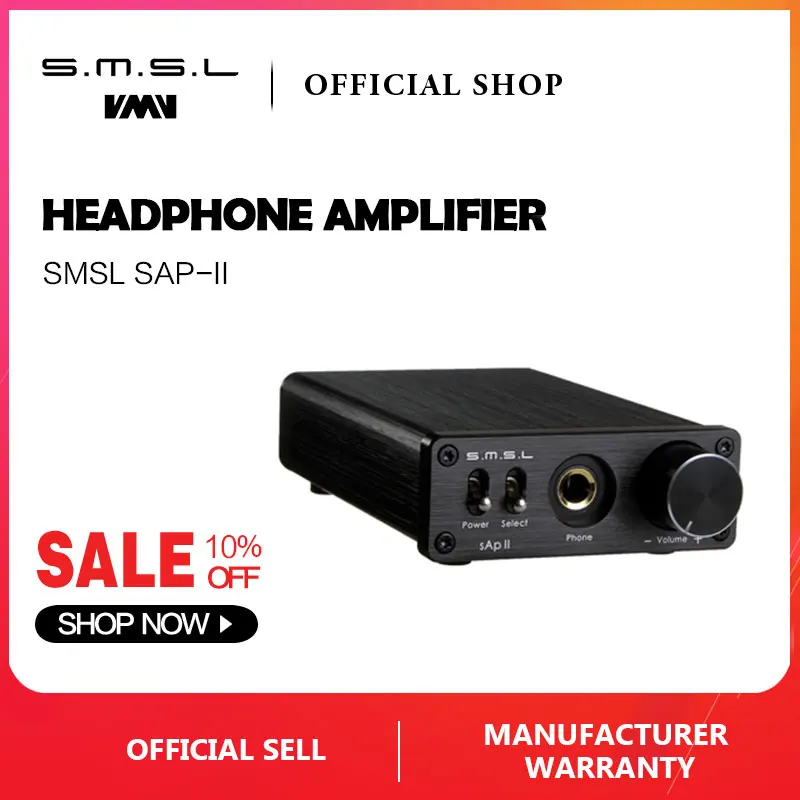 SMSL SAP II Portable Headphone Amplifier TPA6120A2 Big Power HiFi Fidelity Stereo Headphone