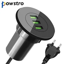 Настольное зарядное устройство Powstro 3 USB, 5 В, 3,1 А, офисное, домашнее, настольное, с отверстием, зарядная станция, универсальное для iPhone, samsung, Xiaomi, зарядное устройство для телефона