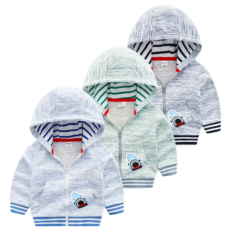 

Baby Boys Pocket Jacket Coat Outerwear Casual Print Shark Internal layer grid Comfortable Breathable Spring Autumn Hoodies