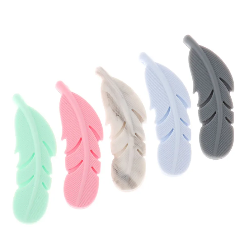 

Silicone Bead 5pcs Feather Bpa Free Baby Teether Necklace Silicon Teething Beads For Jewelry DIY Infant Pacifier Chain