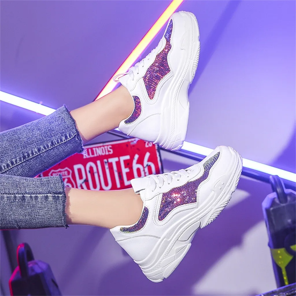 Women Fashion Cool Sport Outdoor Bling Summer Shoes Med Lace Up Girls Sneaker white sneakers woman platform footwear woman Women Fashion Cool Sport Outdoor Bling Summer Shoes Med Lace Up Girls Sneaker white sneakers woman platform footwear woman