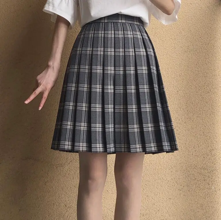 Плиссированные юбки с высокой талией, Kawaii юбки Харадзюку, для женщин и девочек, Лолита, трапециевидная Матросская юбка, большой размер, консервативная школьная форма, JKG1015