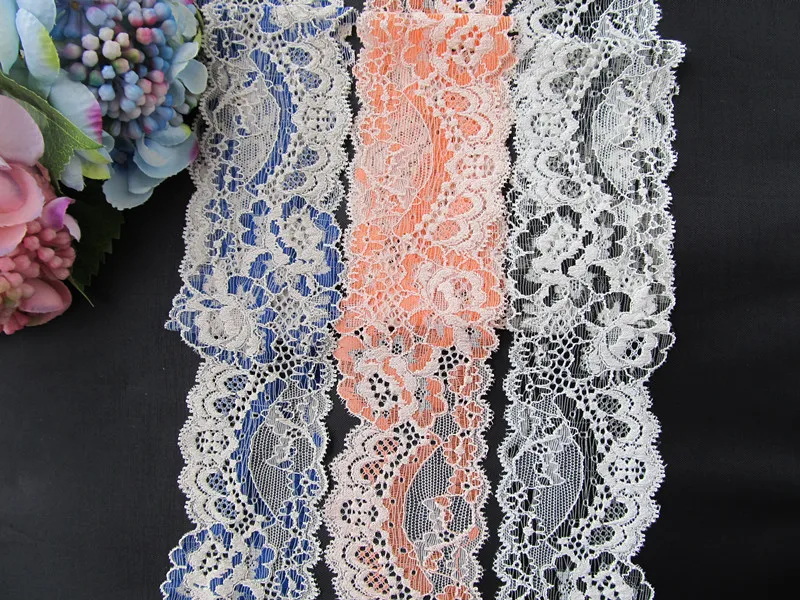 3Colors Fashion High Quality Stretch Tulle Lace Trim Embroidered Flower Mesh Lingeries Sewing Fabric Accessories Width 6cm 10yds | Дом и сад