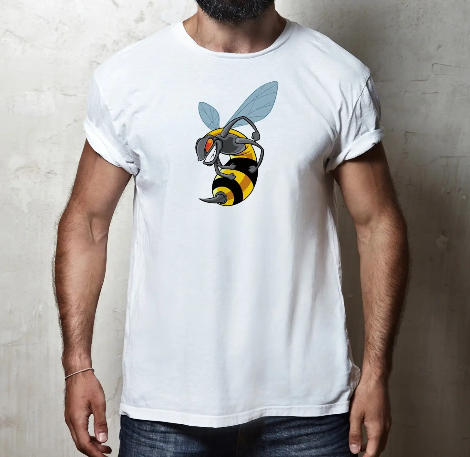 ANGRY CARTOON WASP BUMBLE BEE INSECT NATURE 100 COTTON T SHIRT TSHIRT