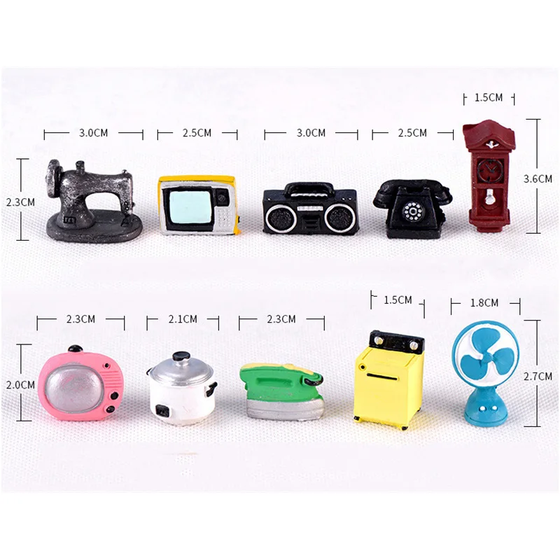 الأثاث الصغيرة ألعاب أطفال صغيرة الحرف تمثال الشكل المنمنمات زهور ديكور أوروبا التلفزيون غسالة راديو الهاتف