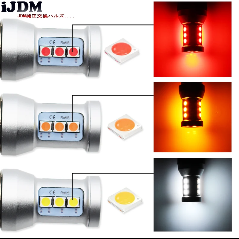 IJDM Автомобильный светодиодный стоп-сигнал 1100Lm 1157 P21/5 W BAY15d 3030 12SMD автомобильные тормозные задние противотуманные парковочные лампы DRL габаритные огни