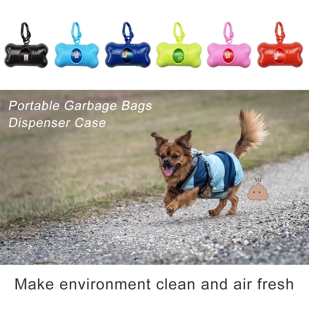 

Cute Pet Dog Poop Holder Rubbish Bags Case Bone Shape Garbage Dispenser Box Clean-up Bag Carrier Case with 15pcs Waste Bags