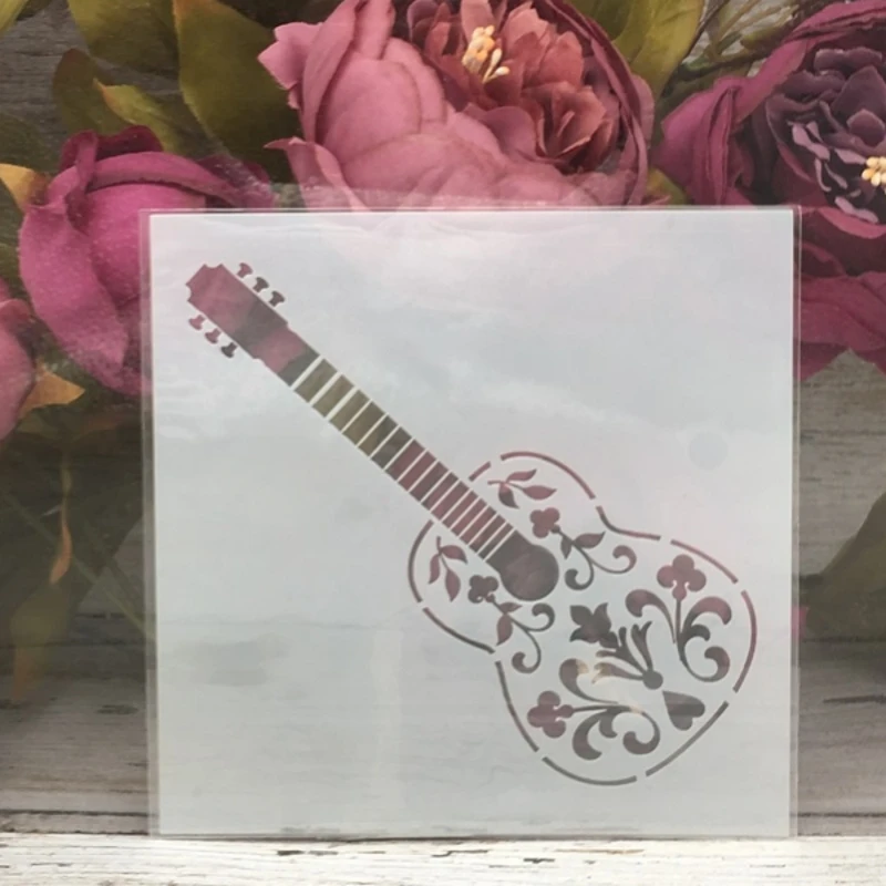 

1Pcs 5*5" Guitar DIY Layering Stencils Wall Painting Scrapbook Coloring Embossing Album Decorative Paper Card Template