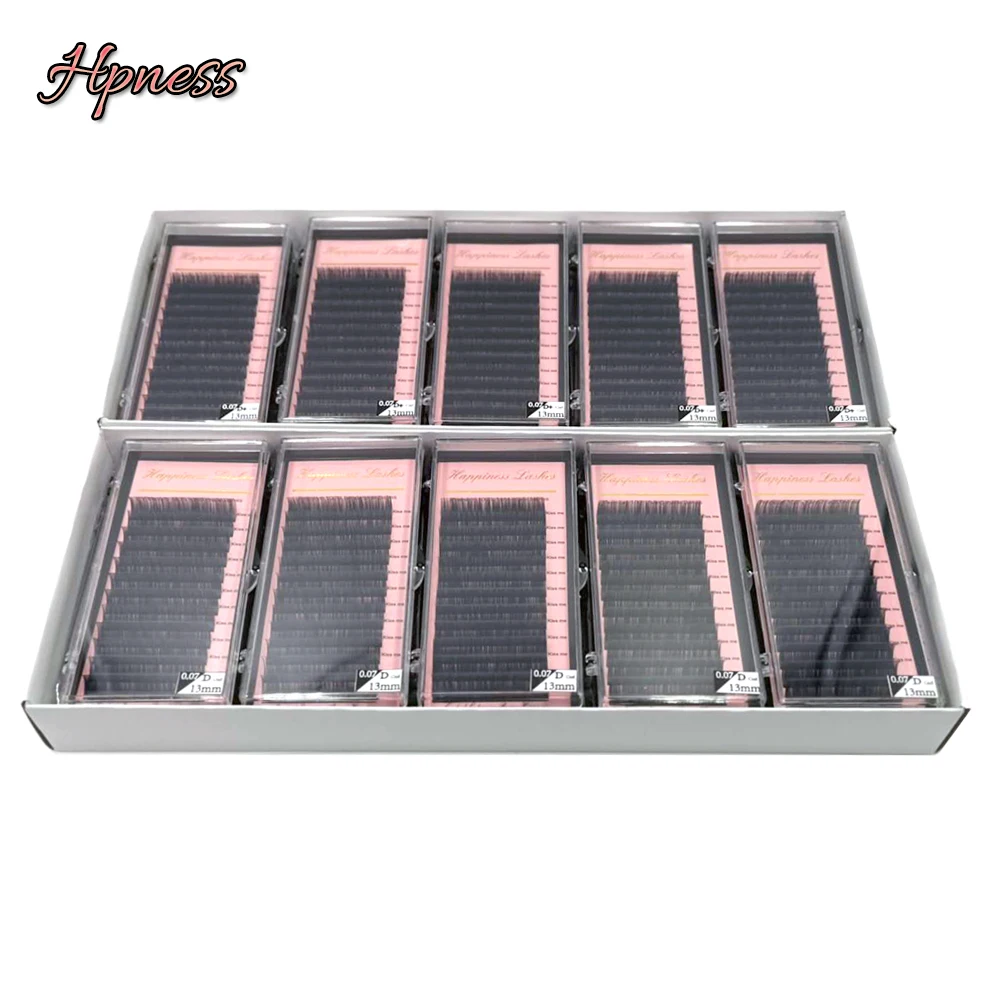 

HPNESS Eyelash Extension Soft Silk Mink Eye Lashes All Sizes 8-15 mm Mixed Length 10 Trays/Lot Free Shipping