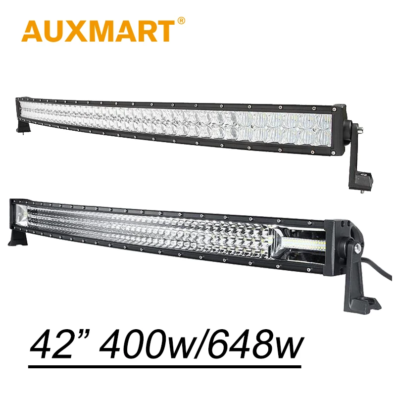 Auxmart 42 inch Curved LED Light Bar 5D 400w 3 Row 42" 648W CREE Chips 4x4 Pickup Truck Tractor Offroad Driving LED Bar Curve