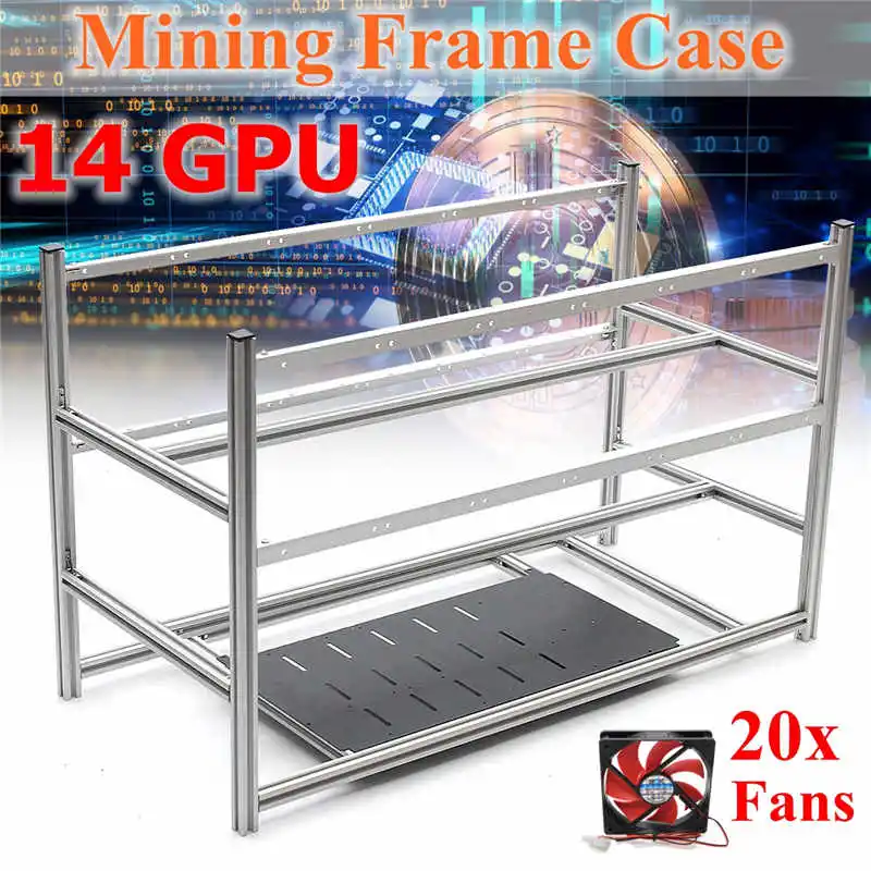 

Up to 14GPU Aluminum Stackable Box Mining Platform with 20 Led Fans Outdoor Frame ETH / ZEC / Bitcoin