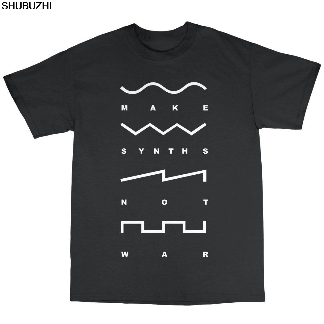 

Make Synths Not War T-Shirt Premium Cotton Synthesiser Analogue Retro Roland