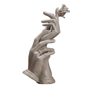 

Tabletop Decoration Hand In Hand Rose Figurine Tv Cabinet Resin Ornament Gift For Wedding Light Grey