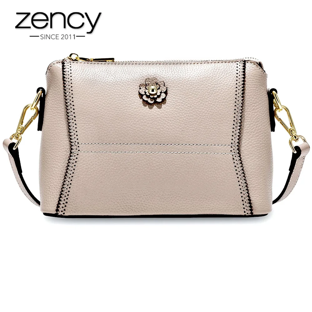 

Zency Luxury Handbags Women Bags Designer 100% Genuine Leather Shoulder Bag Fashion Messenger Purse Black Pink