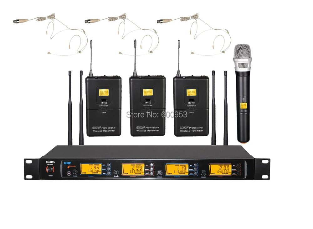

COCMICWL UHF Wireless Karaoke Mic Microphone System 1 Handheld 3 Skin color mini Omnidirectional double ear Hook Headset