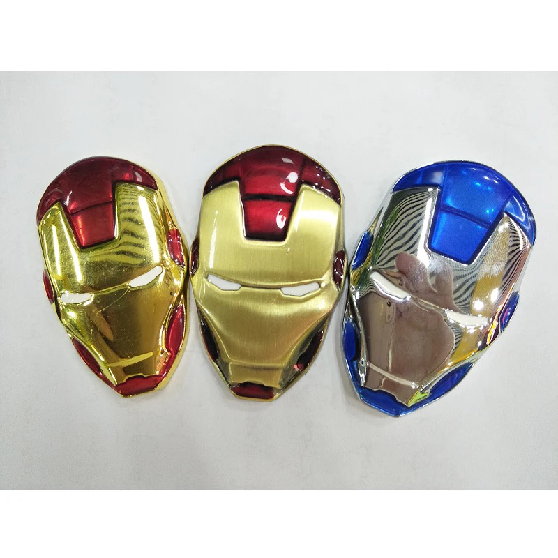 6x3.8cm New 3D Chrome Metal Iron Man Car Emblem Stickers Decoration The Avengers Car Styling Decals Exterior Accessories