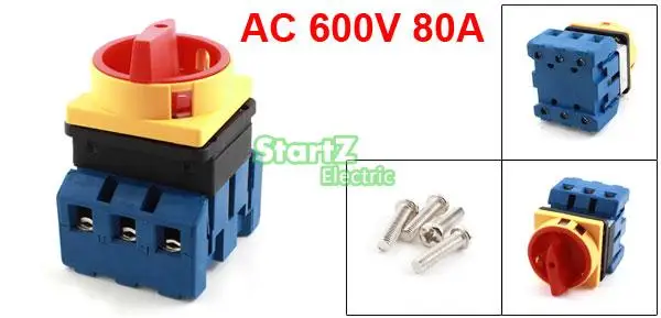  AC 600V 80A 2 Position Power Control Rotary Cam Combination Changeover Switch