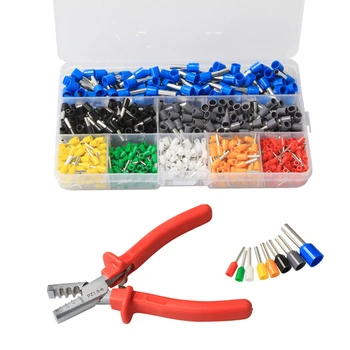 

800Pcs Cable Wire Connector Crimping Terminal Assorted set with Hand Ferrule Crimper Plier Crimp Tool