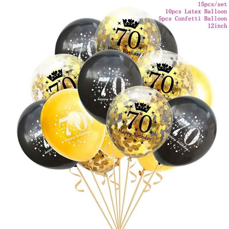 Taoup 10 20 30 40 50 60 Топпер для торта «С Днем Рождения» украшения свадебного торта принадлежности для торта День рождения Декорации для взрослых - Цвет: 70 Balloons