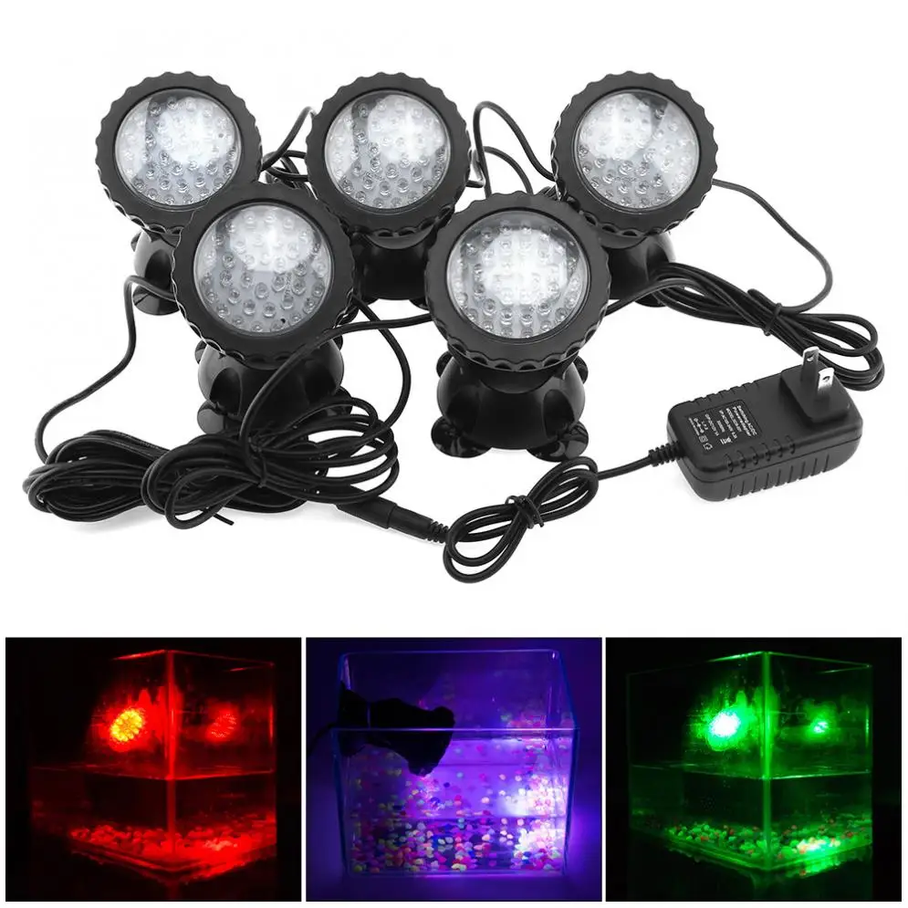 

7 Colors Changing Waterproof 5pcs 12V 36 LED Spotlight Lamp for Garden Fountain Fish Tank Pool Pond