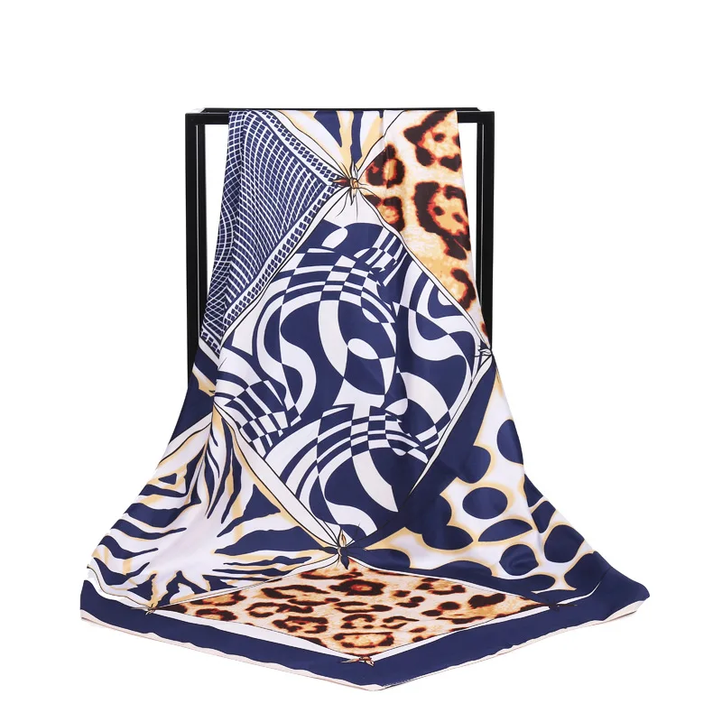 

New Arrival Fashion Women soft satin brand scarf / Leopard Printing quare Twill silk scarves 100cm / Gifts Wholesale