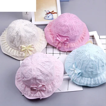 

Bigsweety Fashion Baby Bucket Sun Hat Girls Bowknot Pearl Hat Children Summer Panama Floral Hollow Caps Baby Girls Fisherman Hat