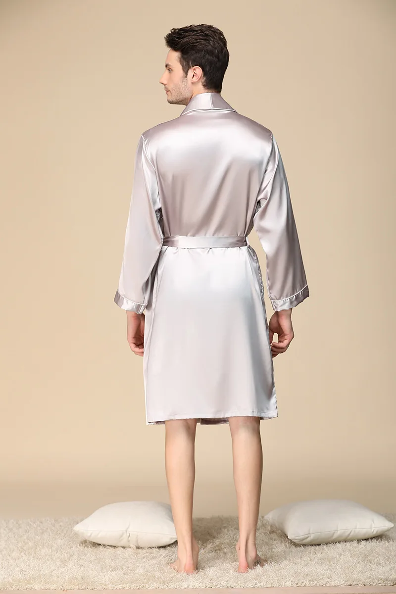 Luxury Designer Men's Silk Kimono Robe Plus 5XL Long Sleeve Sleepwear Bathrobe Oversized Satin Nightgown Summer Home Clothing